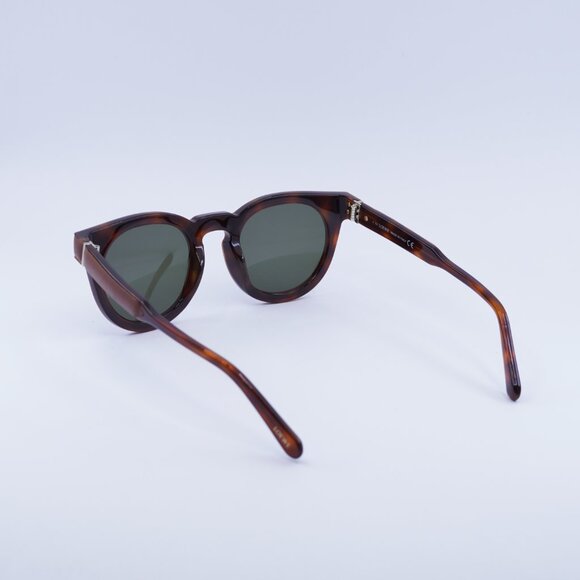 Loewe LW40003U 55N Sunglasses Brown Leather Round Frame, Green Lenses - Picture 7 of 10
